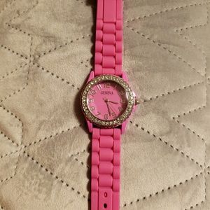 Womens Geneva Silicone Jeweled watch